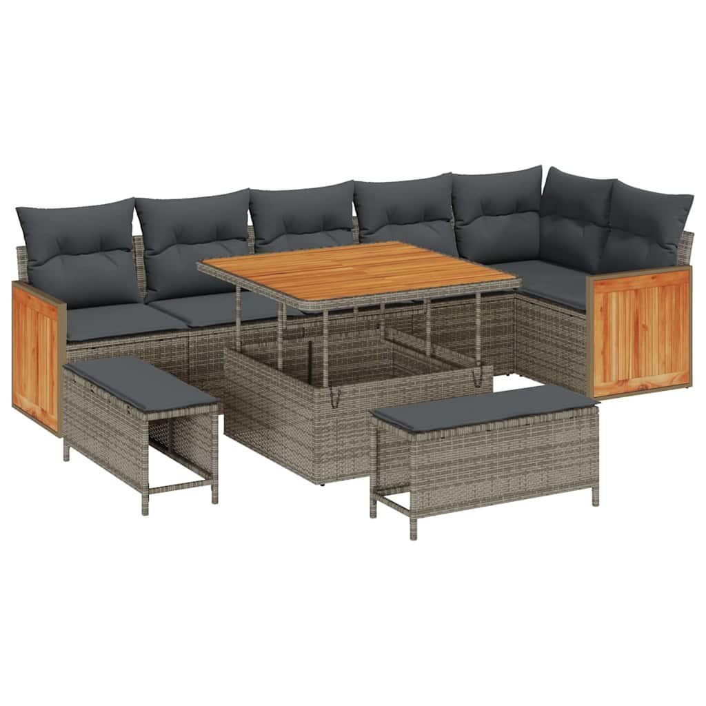 Zestaw Sof na Ogród z poduszką 9 pcs Szary 100 x 100 x 71 cm Lumarko!