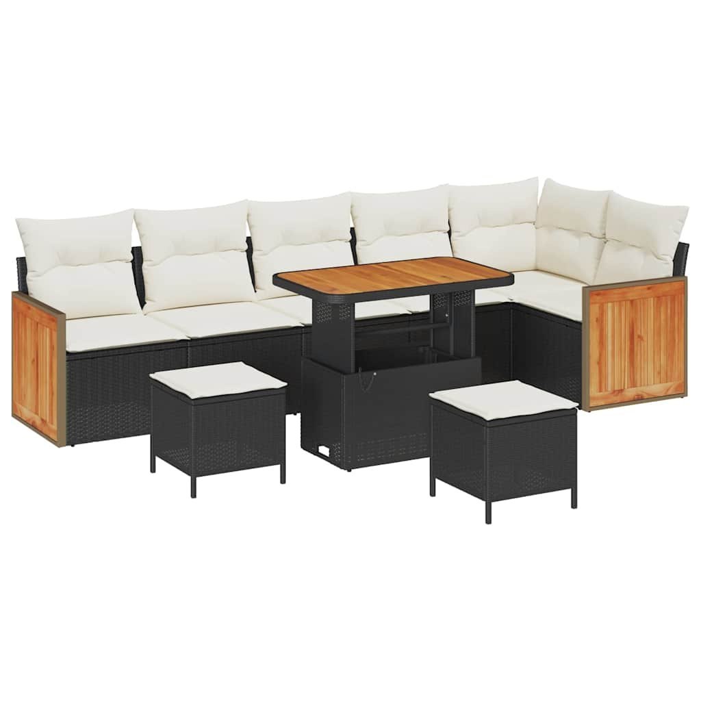 Zestaw Sof na Ogród 9 pcs Czarny i kremowy 90 x 55 x 71 cm Lumarko!