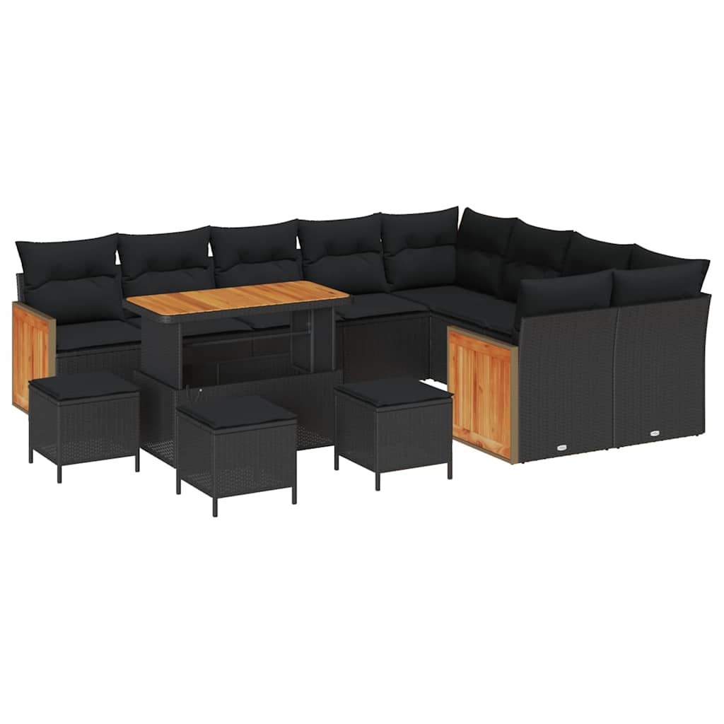 Zestaw Sof na Ogród z poduszką 13 pcs Czarny 110 x 55 x 71 cm Lumarko!