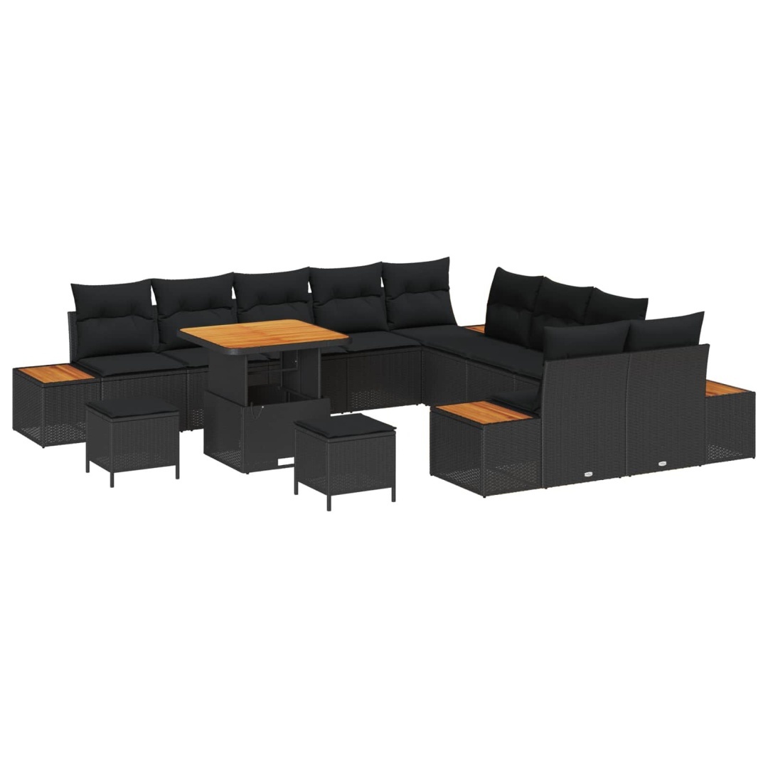 Zestaw Sof na Ogród z poduszką 13 pcs Czarny 80 x 80 x 71 cm Lumarko!