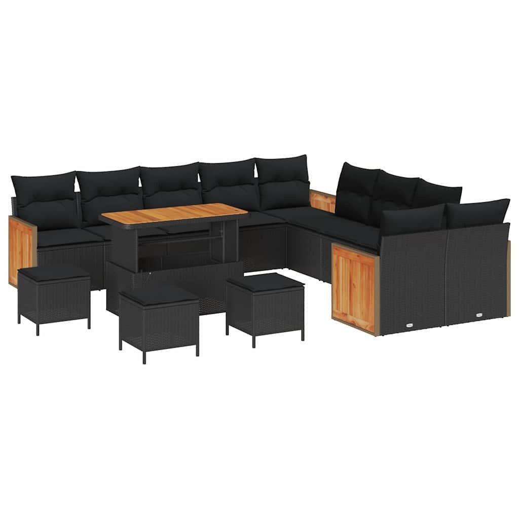 Zestaw Sof na Ogród z poduszką 14 pcs Czarny 110 x 55 x 71 cm Lumarko!