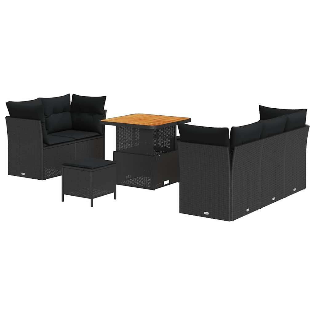 Zestaw Sof na Ogród z poduszką 8 pcs Czarny 80 x 80 x 71 cm Lumarko!