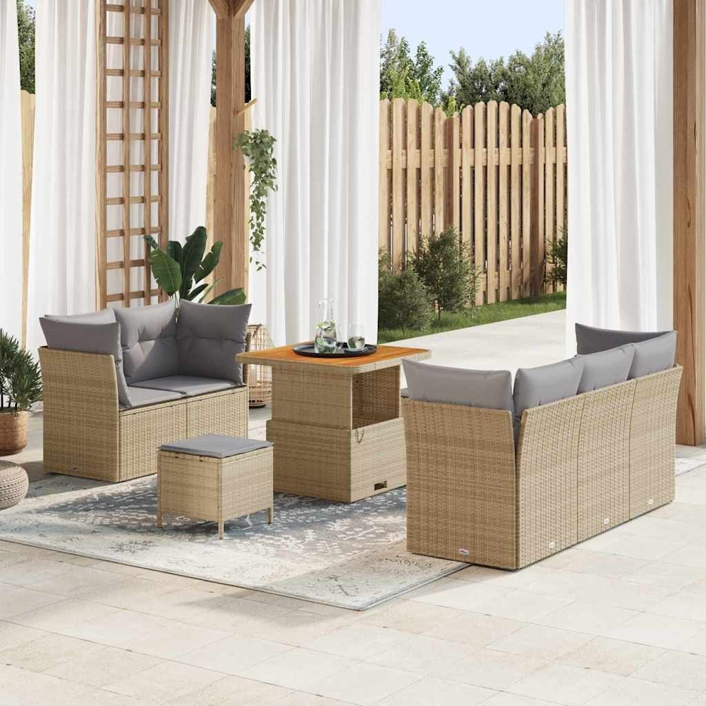 Zestaw Sof na Ogród 8 pcs beżowo-jasnoszary 80 x 80 x 71 cm Lumarko!