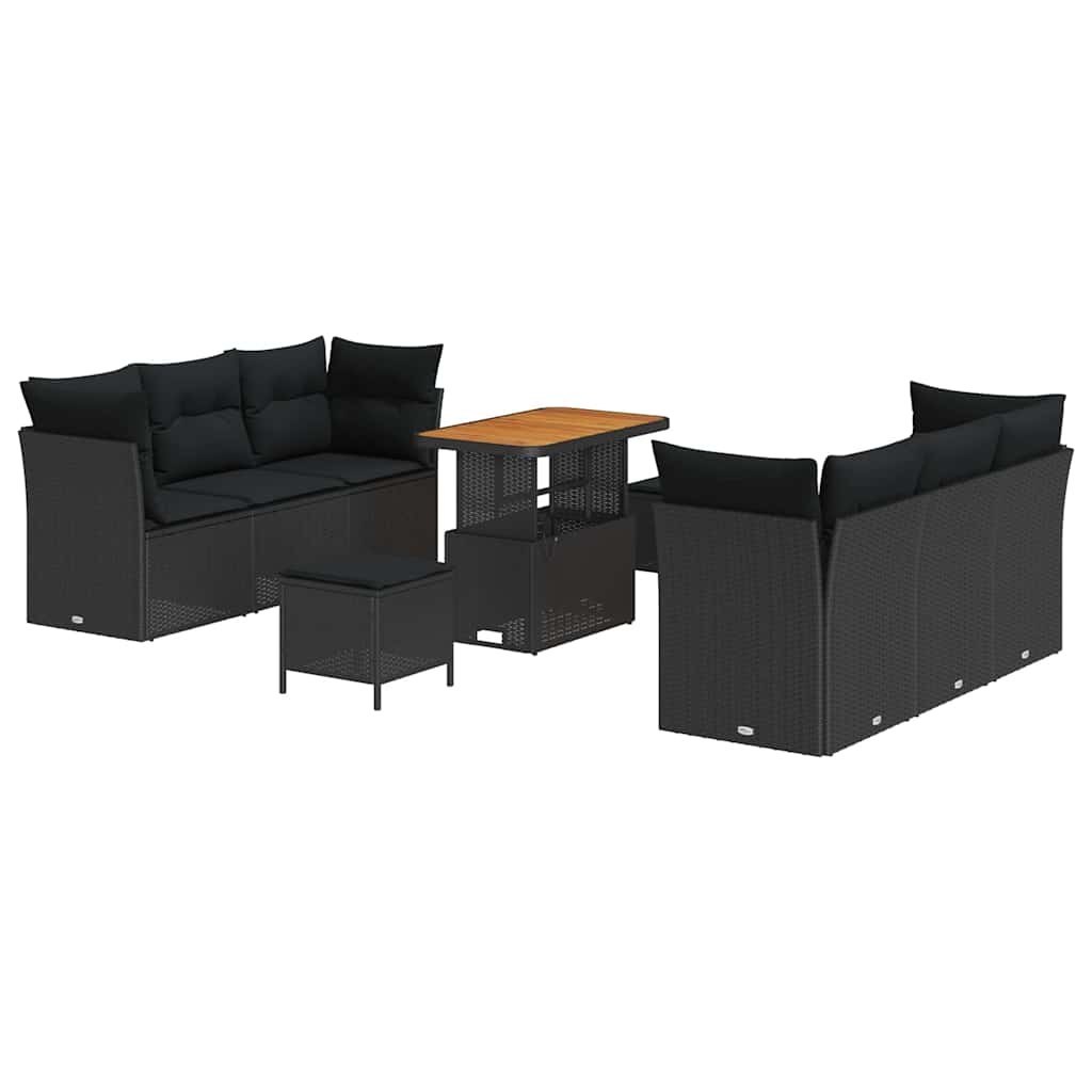 Zestaw Sof na Ogród z poduszką 9 pcs Czarny 90 x 55 x 71 cm Lumarko!
