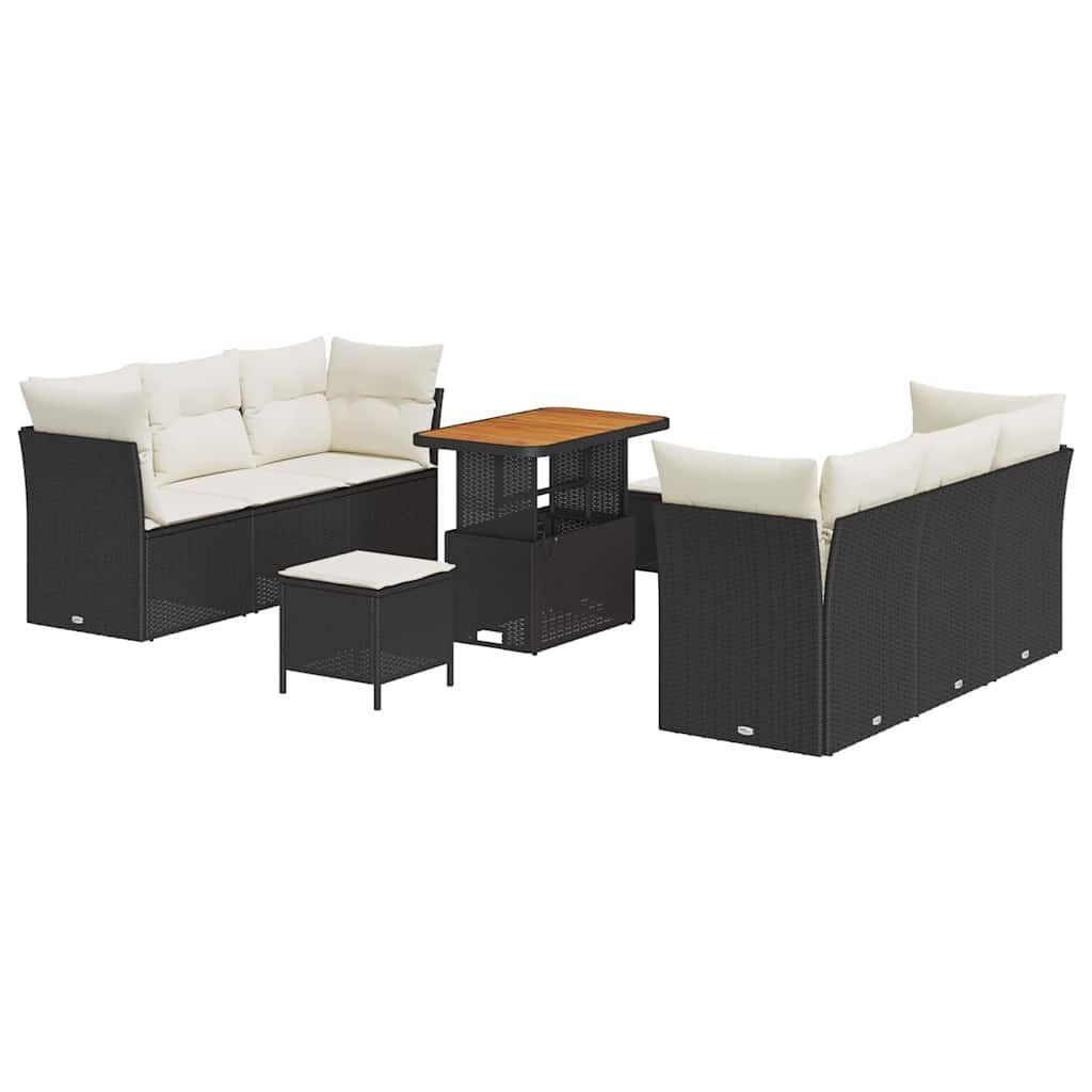 Zestaw Sof na Ogród 9 pcs Czarny i kremowy 90 x 55 x 71 cm Lumarko!