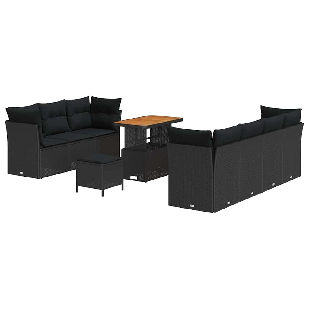 Zestaw Sof na Ogród z poduszką 10 pcs Czarny 90 x 55 x 71 cm Lumarko!