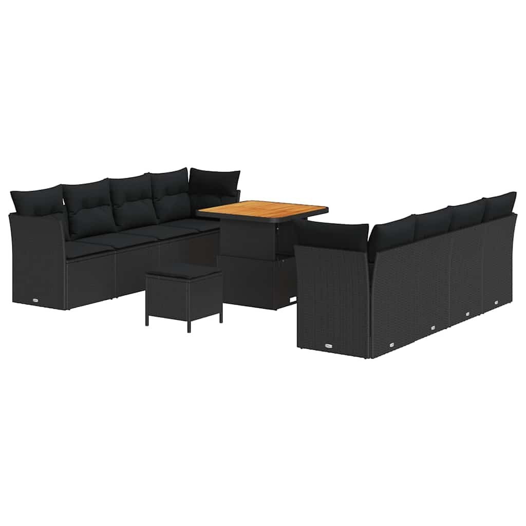 Zestaw Sof na Ogród z poduszką 11 pcs Czarny 80 x 80 x 71 cm Lumarko!