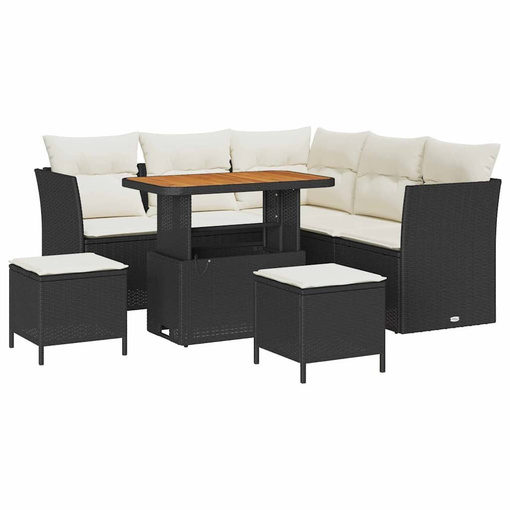 Zestaw Sof na Ogród 8 pcs Czarny i kremowy 90 x 55 x 71 cm Lumarko!