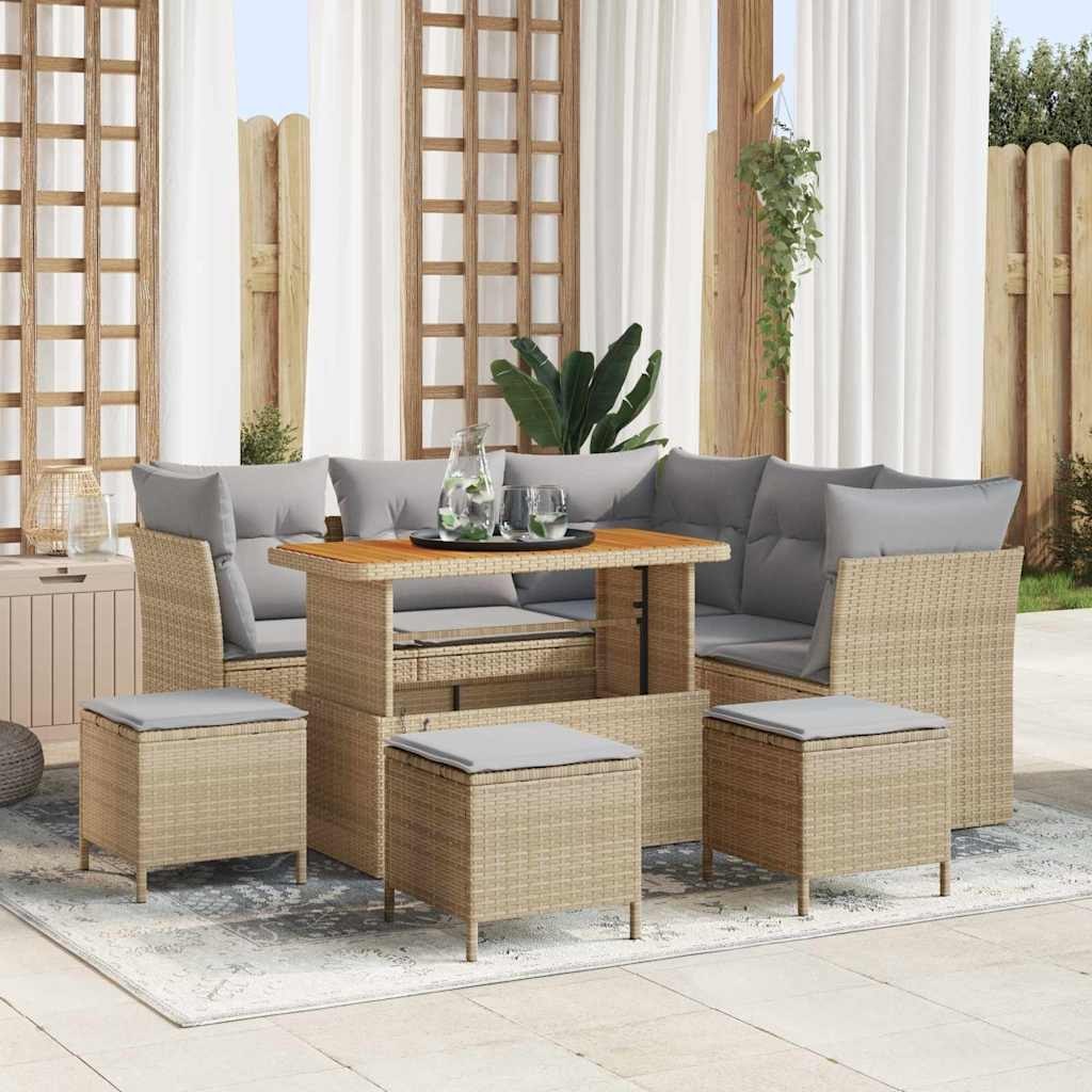 Zestaw Sof na Ogród 9 pcs beżowo-jasnoszary 110 x 55 x 71 cm Lumarko!