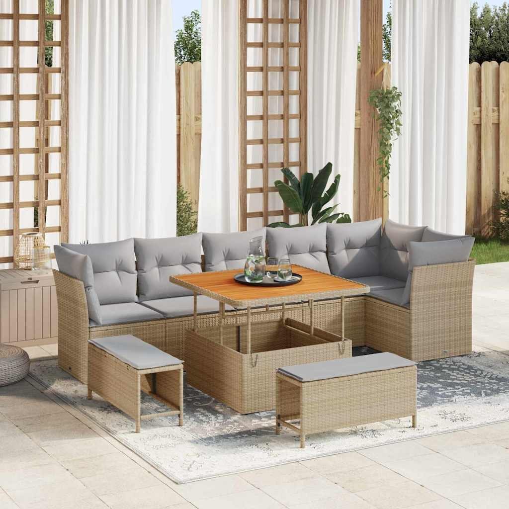Zestaw Sof na Ogród 9 pcs beżowo-jasnoszary 100 x 100 x 71 cm Lumarko!