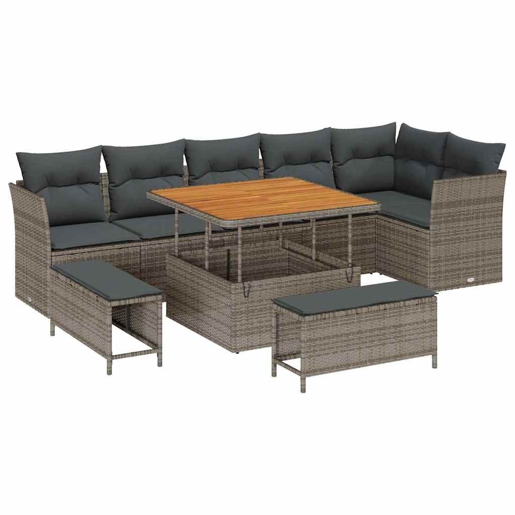 Zestaw Sof na Ogród z poduszką 9 pcs Szary 100 x 100 x 71 cm Lumarko!