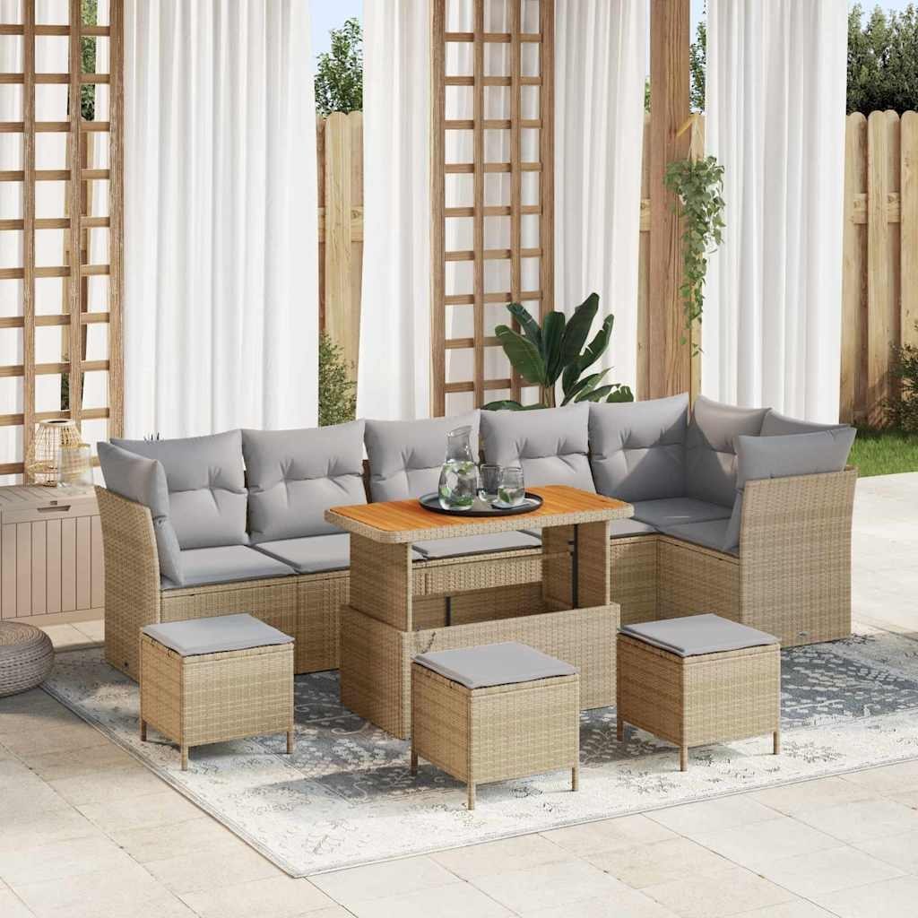 Zestaw Sof na Ogród 10 pcs beżowo-jasnoszary 110 x 55 x 71 cm Lumarko!