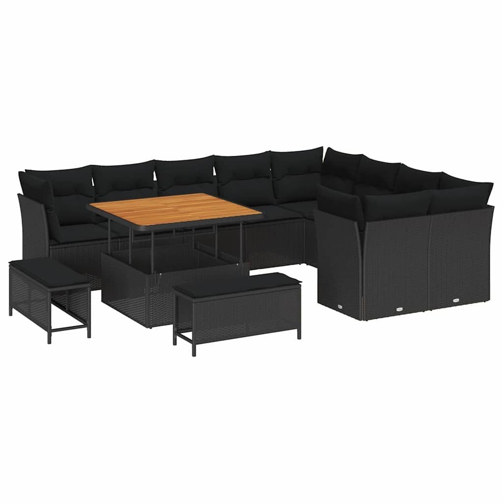 Zestaw Sof na Ogród z poduszką 12 pcs Czarny 100 x 100 x 71 cm Lumarko!