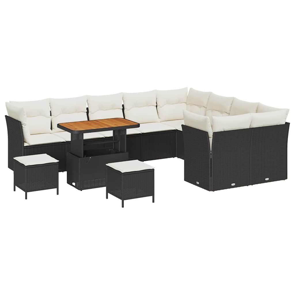 Zestaw Sof na Ogród 12 pcs Czarny i kremowy 90 x 55 x 71 cm Lumarko!