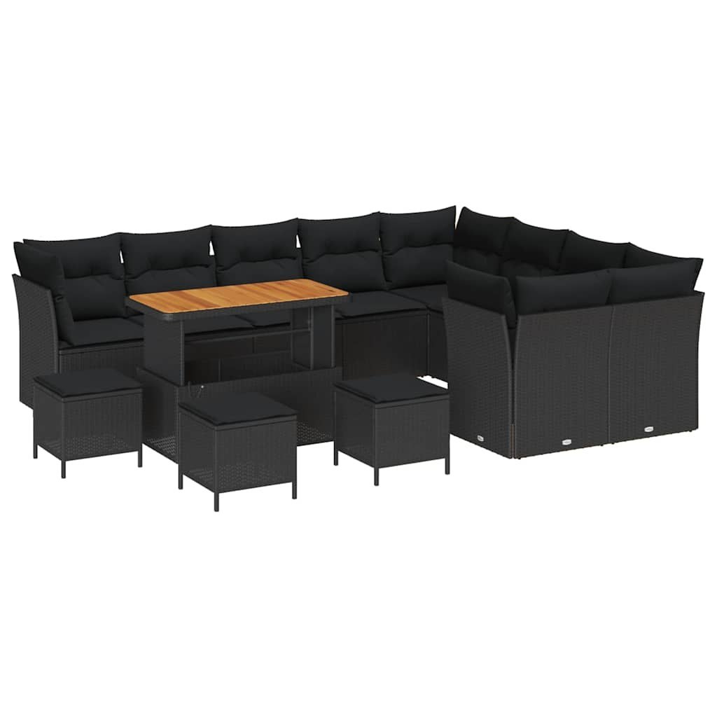 Zestaw Sof na Ogród z poduszką 13 pcs Czarny 110 x 55 x 71 cm Lumarko!