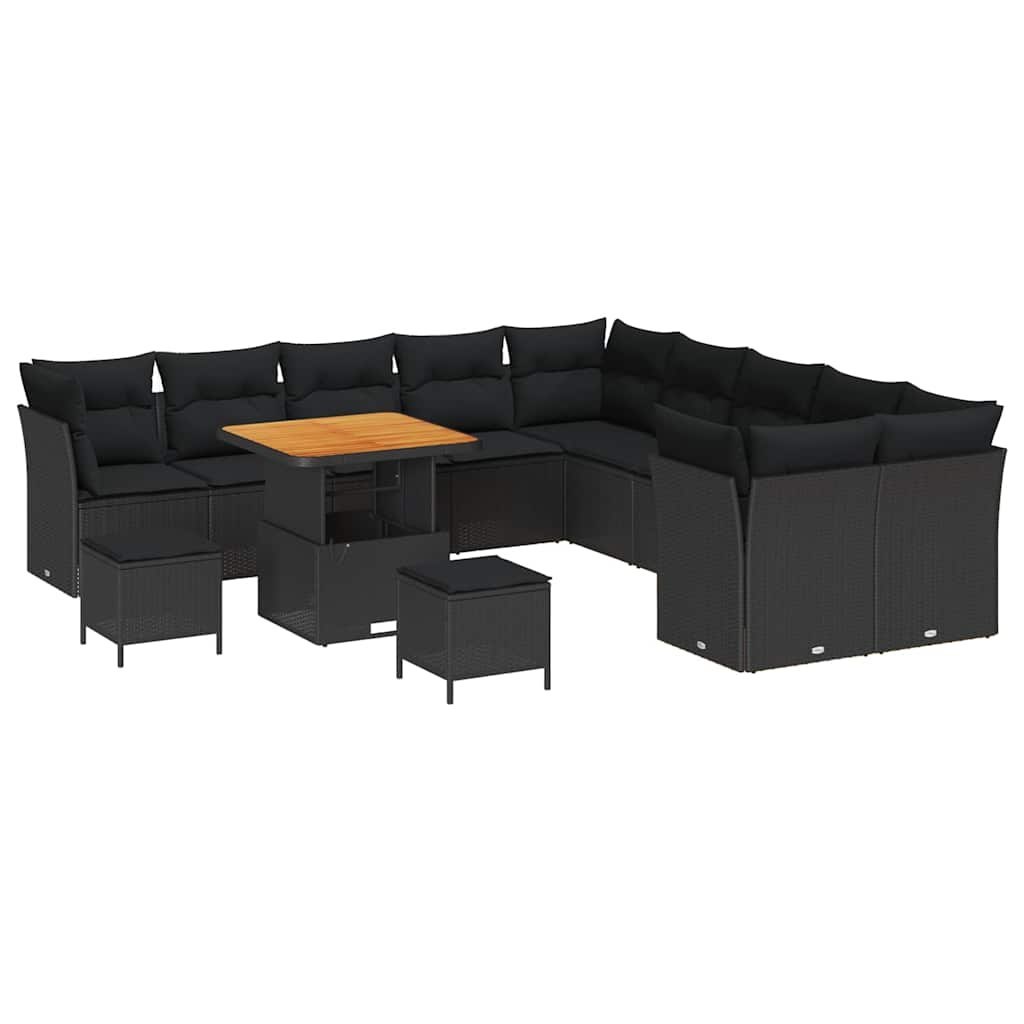 Zestaw Sof na Ogród z poduszką 13 pcs Czarny 80 x 80 x 71 cm Lumarko!