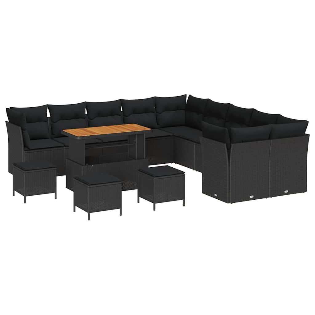 Zestaw Sof na Ogród z poduszką 14 pcs Czarny 110 x 55 x 71 cm Lumarko!