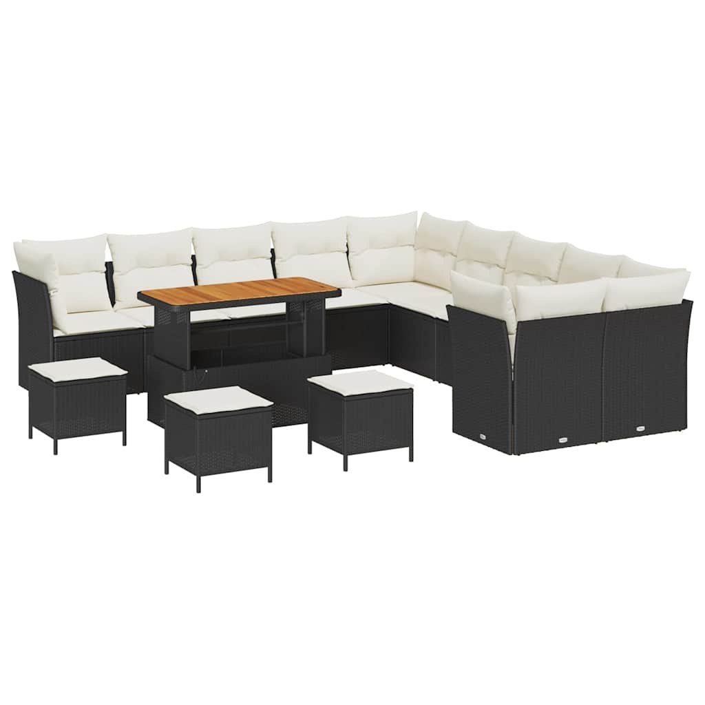 Zestaw Sof na Ogród 14 pcs Czarny i kremowy 110 x 55 x 71 cm Lumarko!
