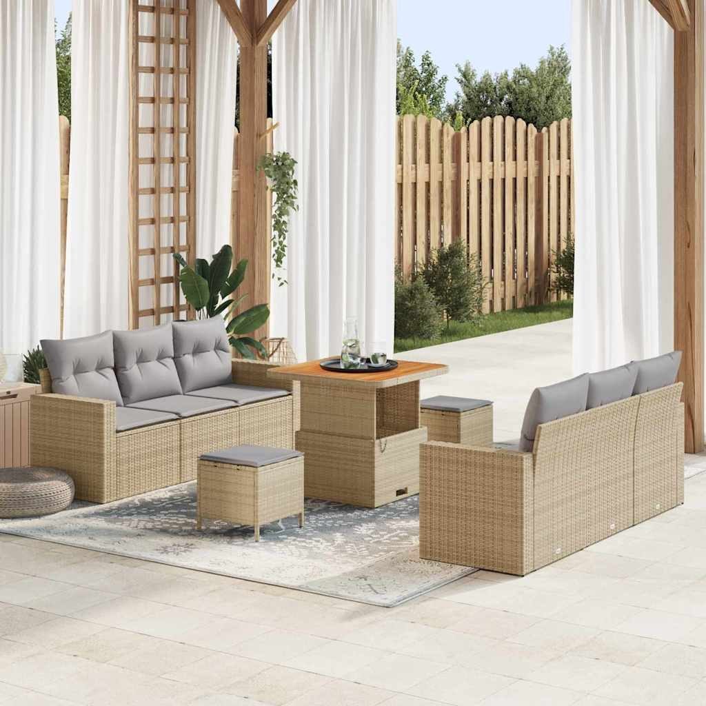 Zestaw Sof na Ogród 9 pcs beżowo-jasnoszary 80 x 80 x 71 cm Lumarko!