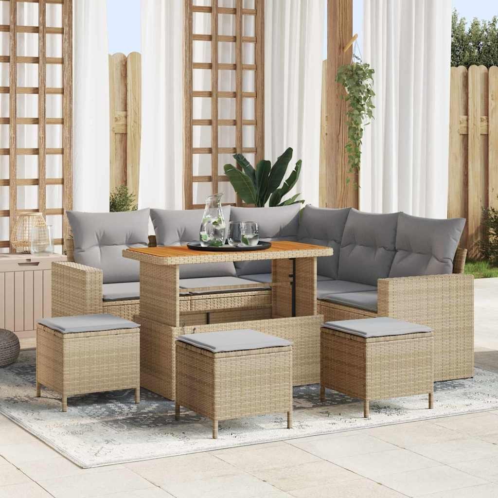Zestaw Sof na Ogród 9 pcs beżowo-jasnoszary 110 x 55 x 71 cm Lumarko!