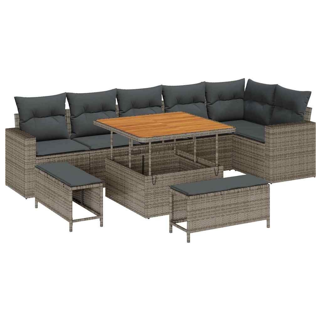 Zestaw Sof na Ogród z poduszką 9 pcs Szary 100 x 100 x 71 cm Lumarko!