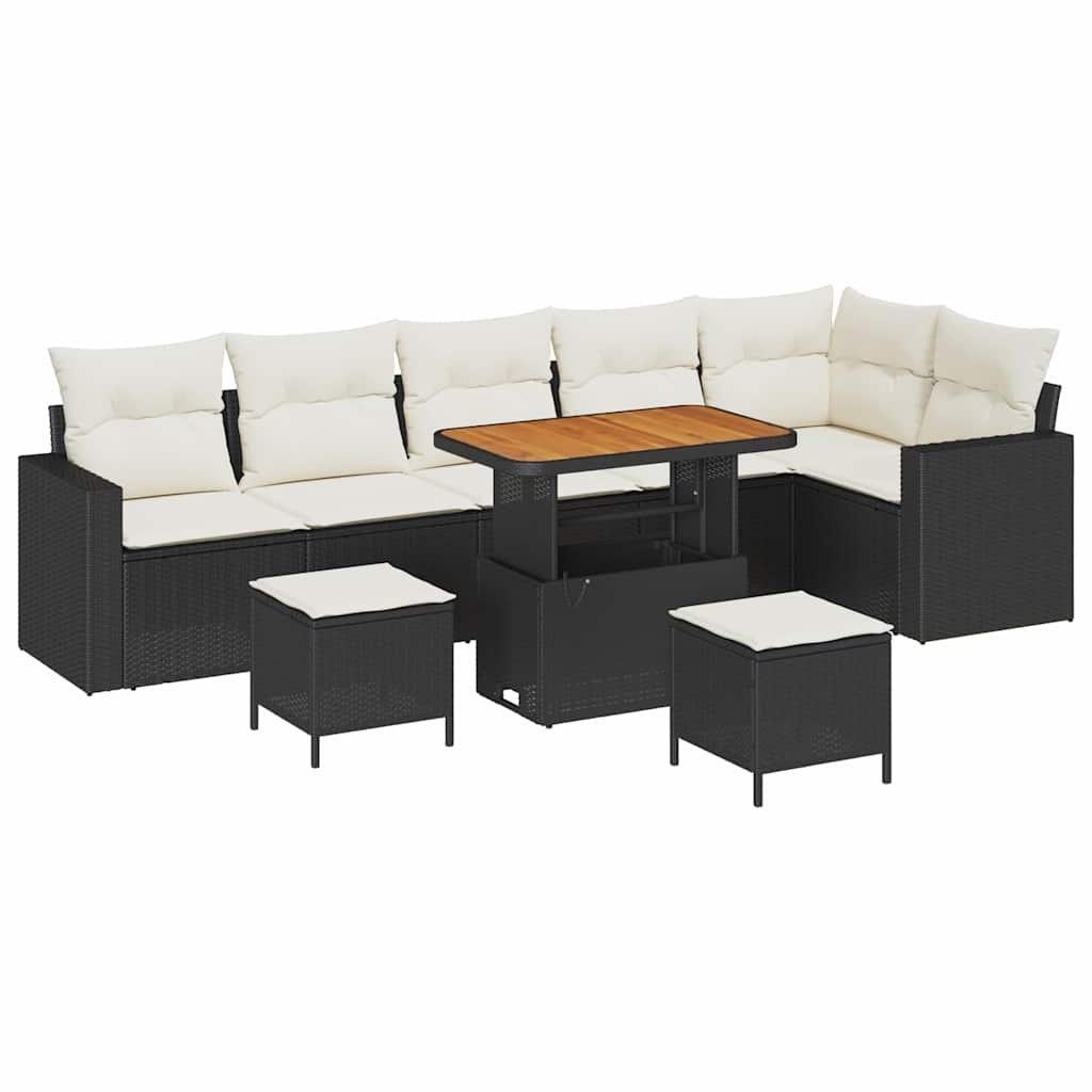 Zestaw Sof na Ogród 9 pcs Czarny i kremowy 90 x 55 x 71 cm Lumarko!