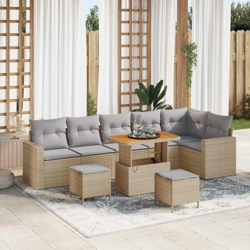 Zestaw Sof na Ogród 9 pcs beżowo-jasnoszary 90 x 55 x 71 cm Lumarko!