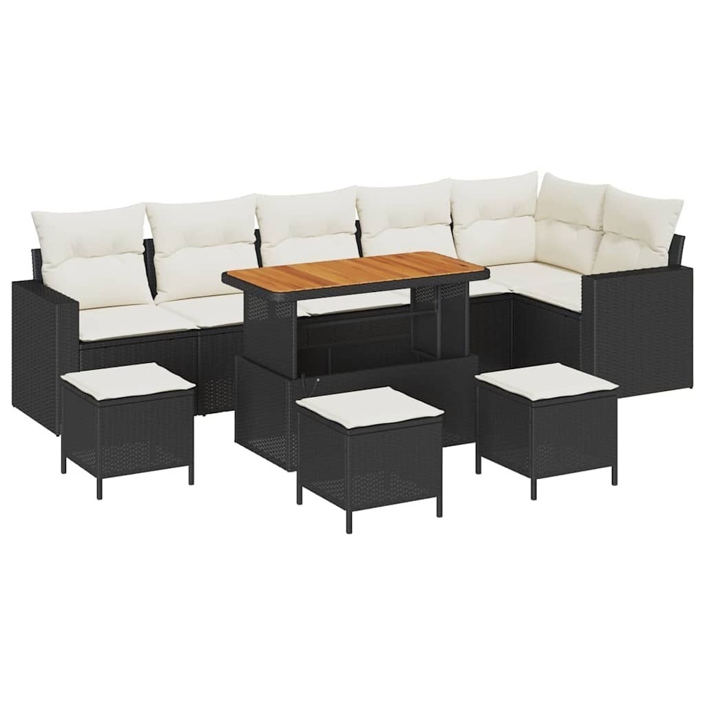 Zestaw Sof na Ogród 10 pcs Czarny i kremowy 110 x 55 x 71 cm Lumarko!