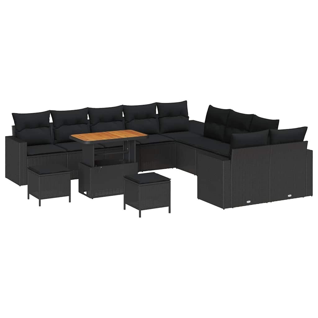 Zestaw Sof na Ogród z poduszką 13 pcs Czarny 90 x 55 x 71 cm Lumarko!