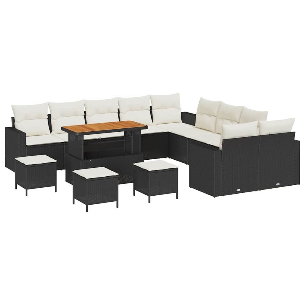 Zestaw Sof na Ogród 14 pcs Czarny i kremowy 110 x 55 x 71 cm Lumarko!
