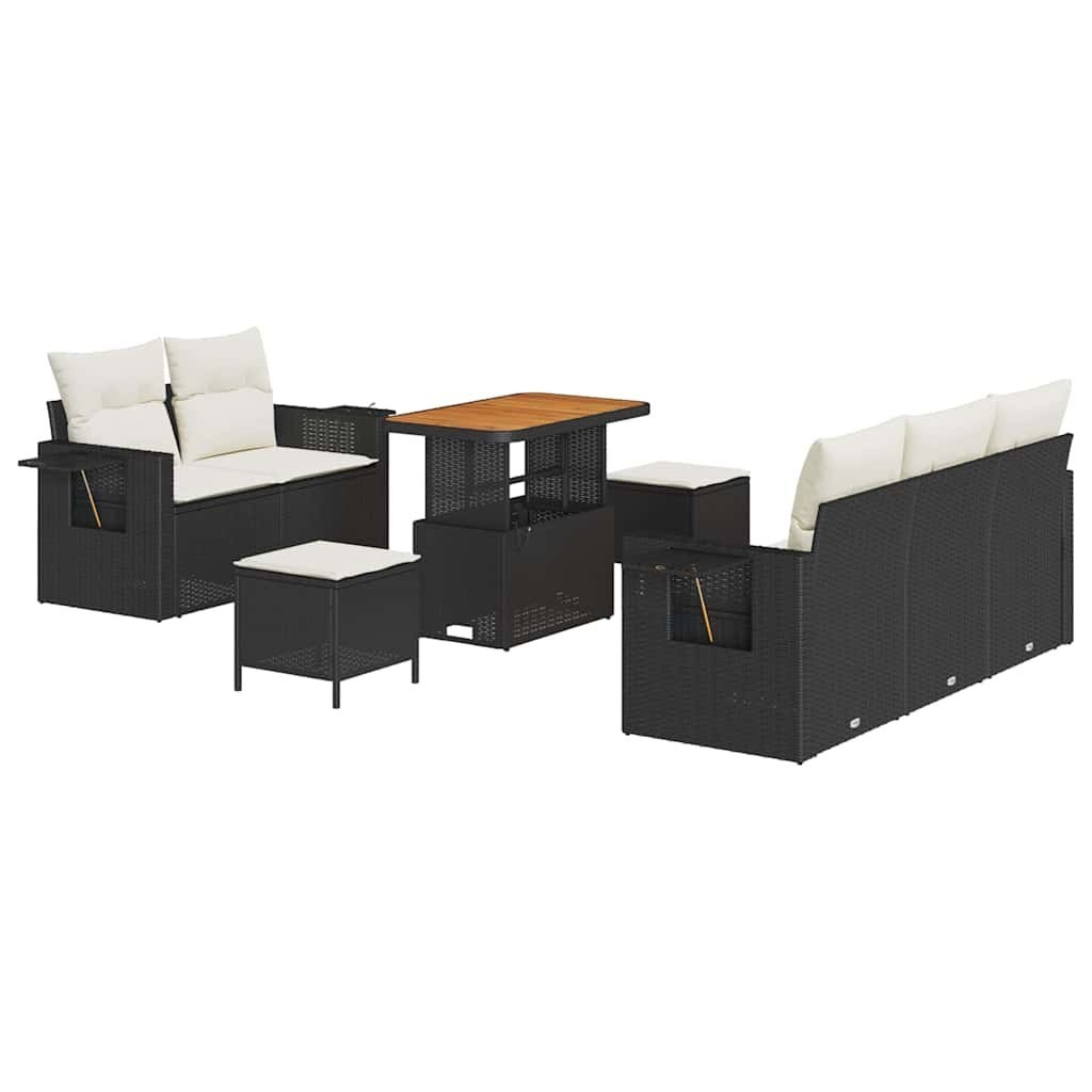 Zestaw Sof na Ogród 8 pcs Czarny i kremowy 90 x 55 x 71 cm Lumarko!