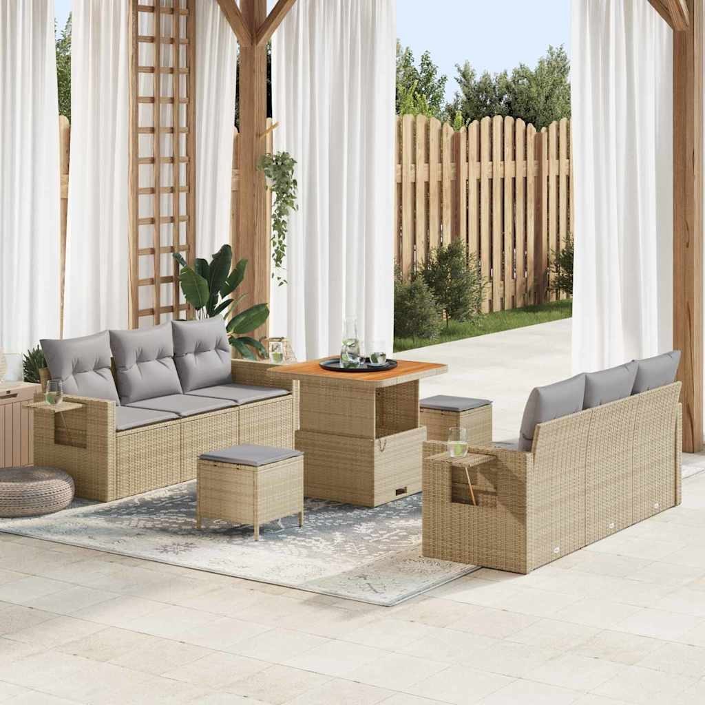 Zestaw Sof na Ogród 9 pcs beżowo-jasnoszary 80 x 80 x 71 cm Lumarko!