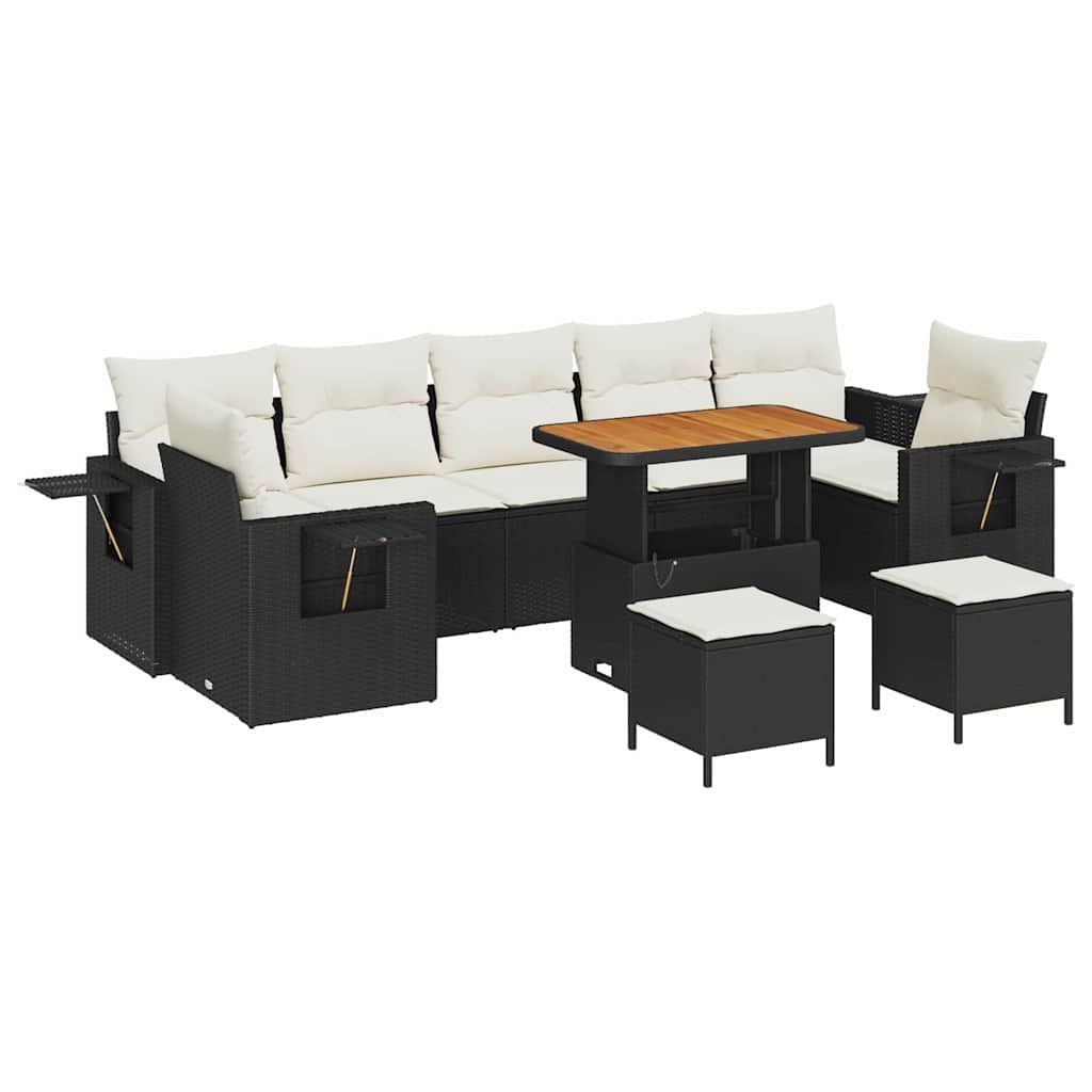 Zestaw Sof na Ogród 10 pcs Czarny i kremowy 90 x 55 x 71 cm Lumarko!
