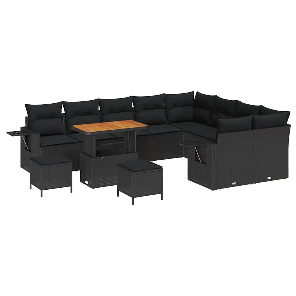 Zestaw Sof na Ogród z poduszką 12 pcs Czarny 90 x 55 x 71 cm Lumarko!