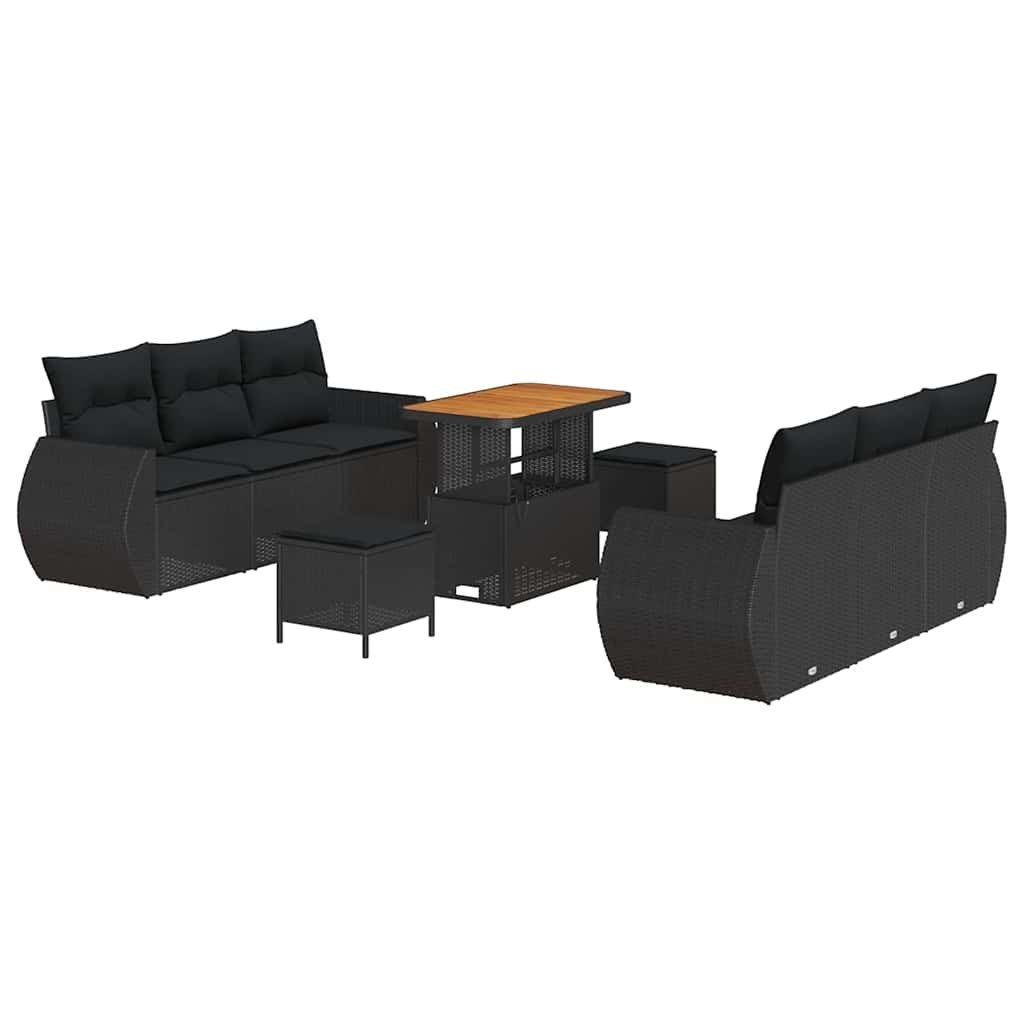 Zestaw Sof na Ogród z poduszką 9 pcs Czarny 90 x 55 x 71 cm Lumarko!
