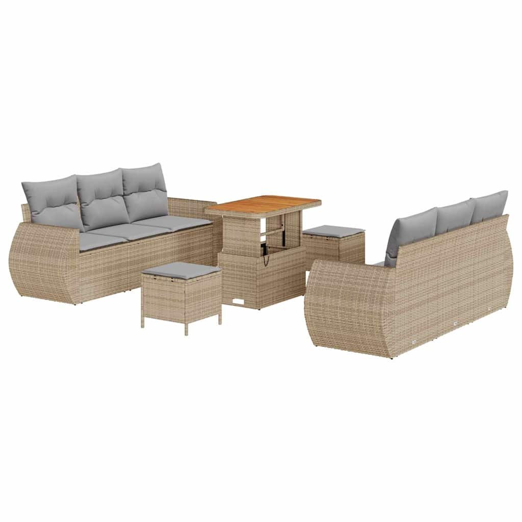 Zestaw Sof na Ogród 9 pcs beżowo-jasnoszary 90 x 55 x 71 cm Lumarko!