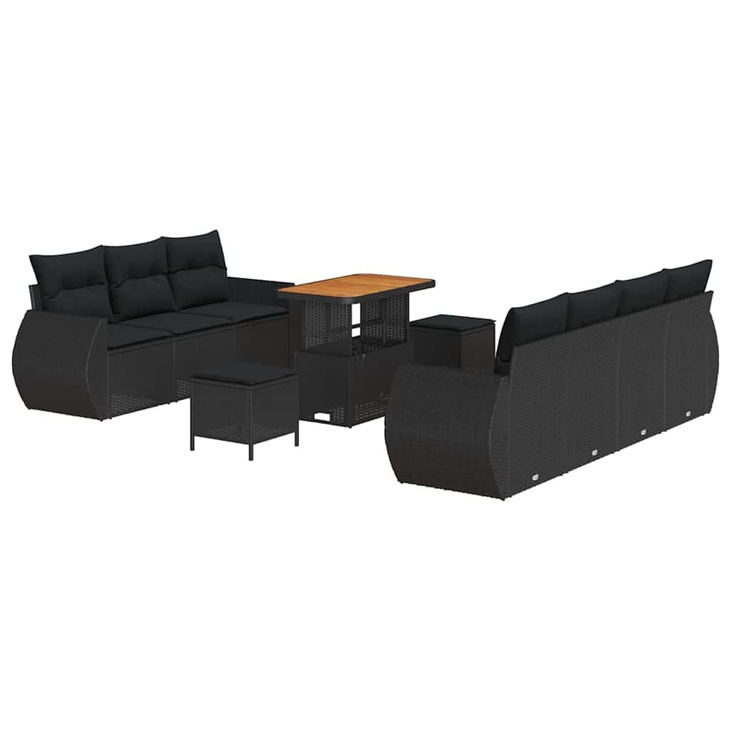 Zestaw Sof na Ogród z poduszką 10 pcs Czarny 90 x 55 x 71 cm Lumarko!