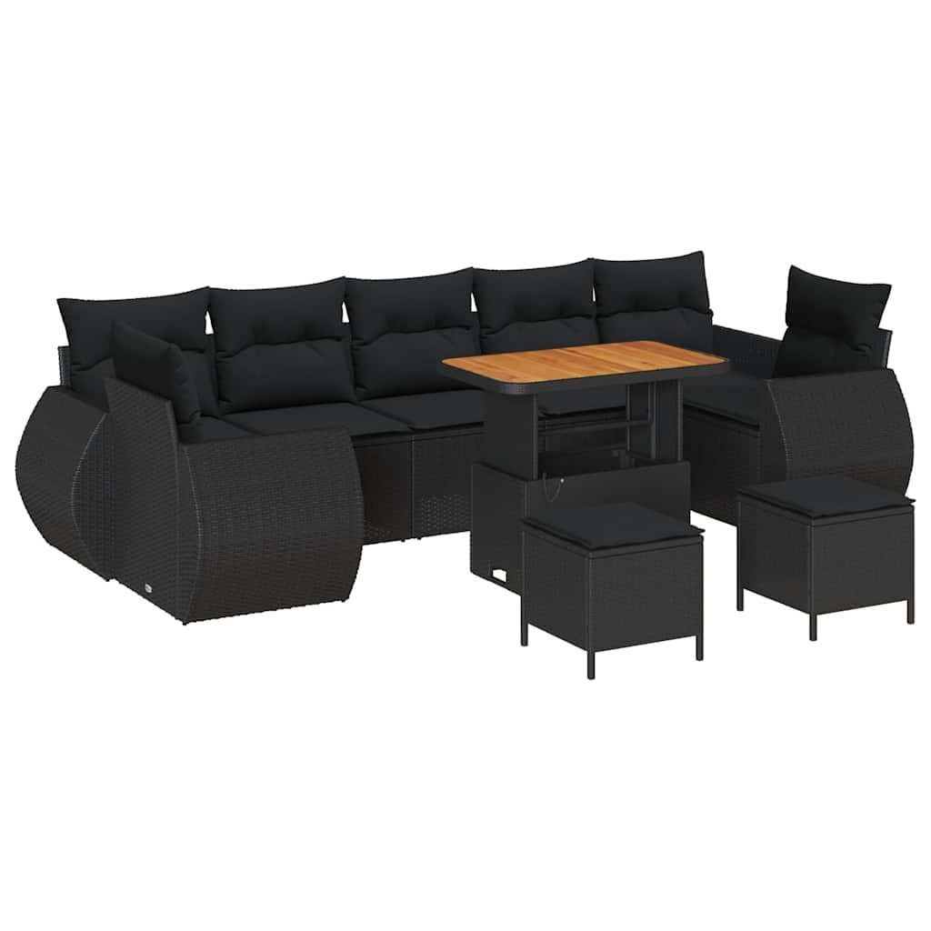 Zestaw Sof na Ogród z poduszką 10 pcs Czarny 90 x 55 x 71 cm Lumarko!
