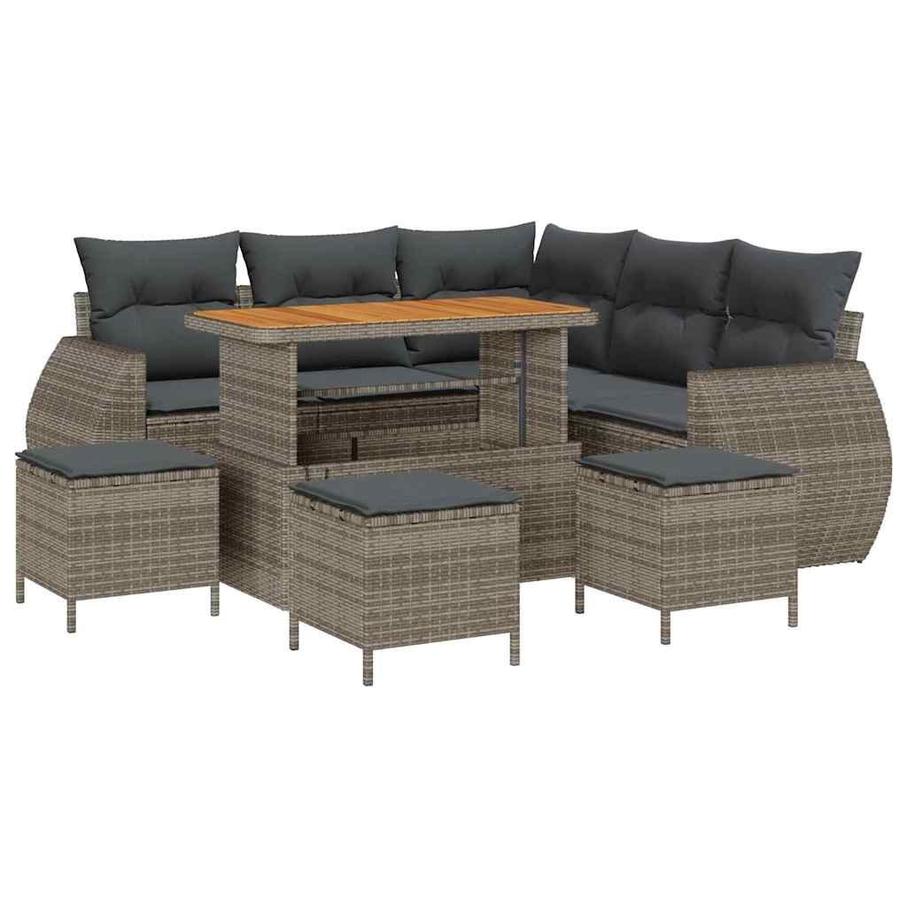 Zestaw Sof na Ogród z poduszką 9 pcs Szary 110 x 55 x 71 cm Lumarko!