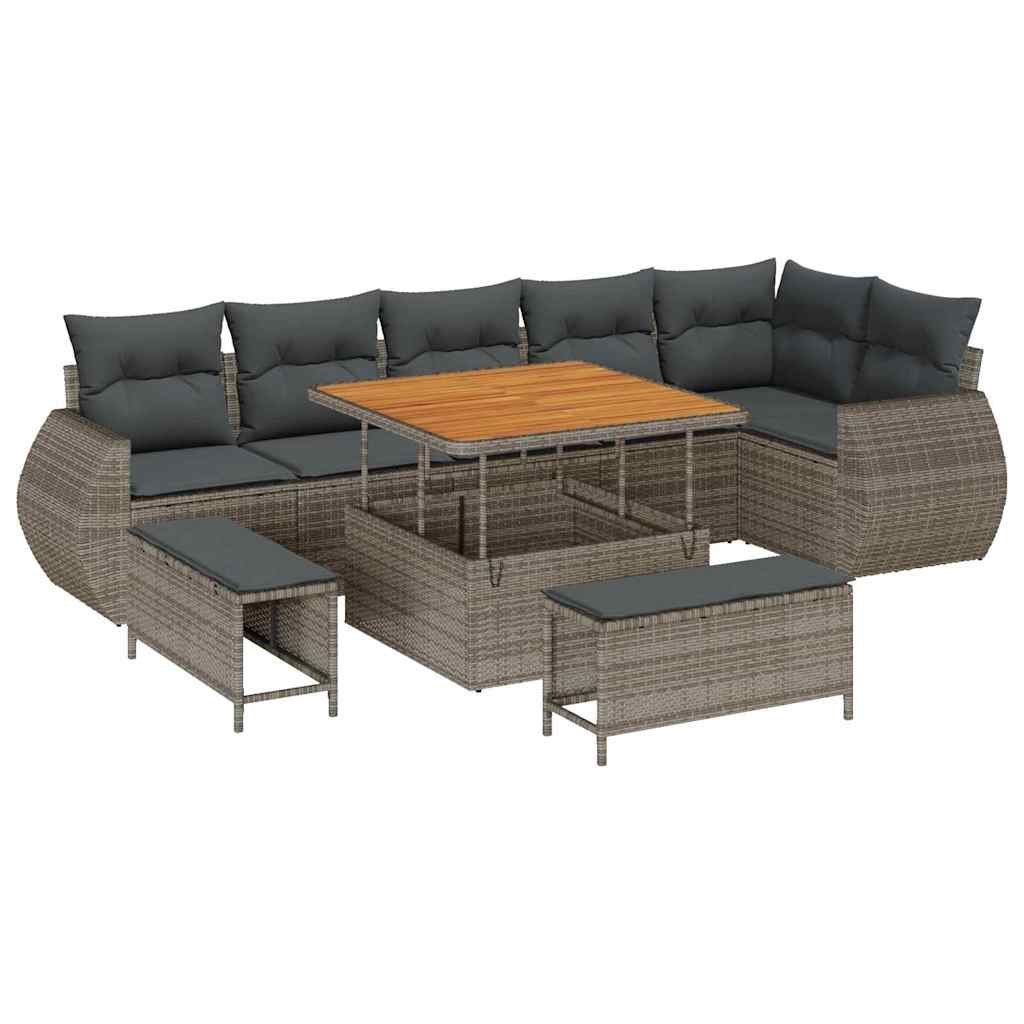 Zestaw Sof na Ogród z poduszką 9 pcs Szary 100 x 100 x 71 cm Lumarko!