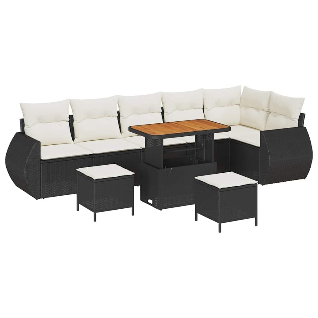 Zestaw Sof na Ogród 9 pcs Czarny i kremowy 90 x 55 x 71 cm Lumarko!