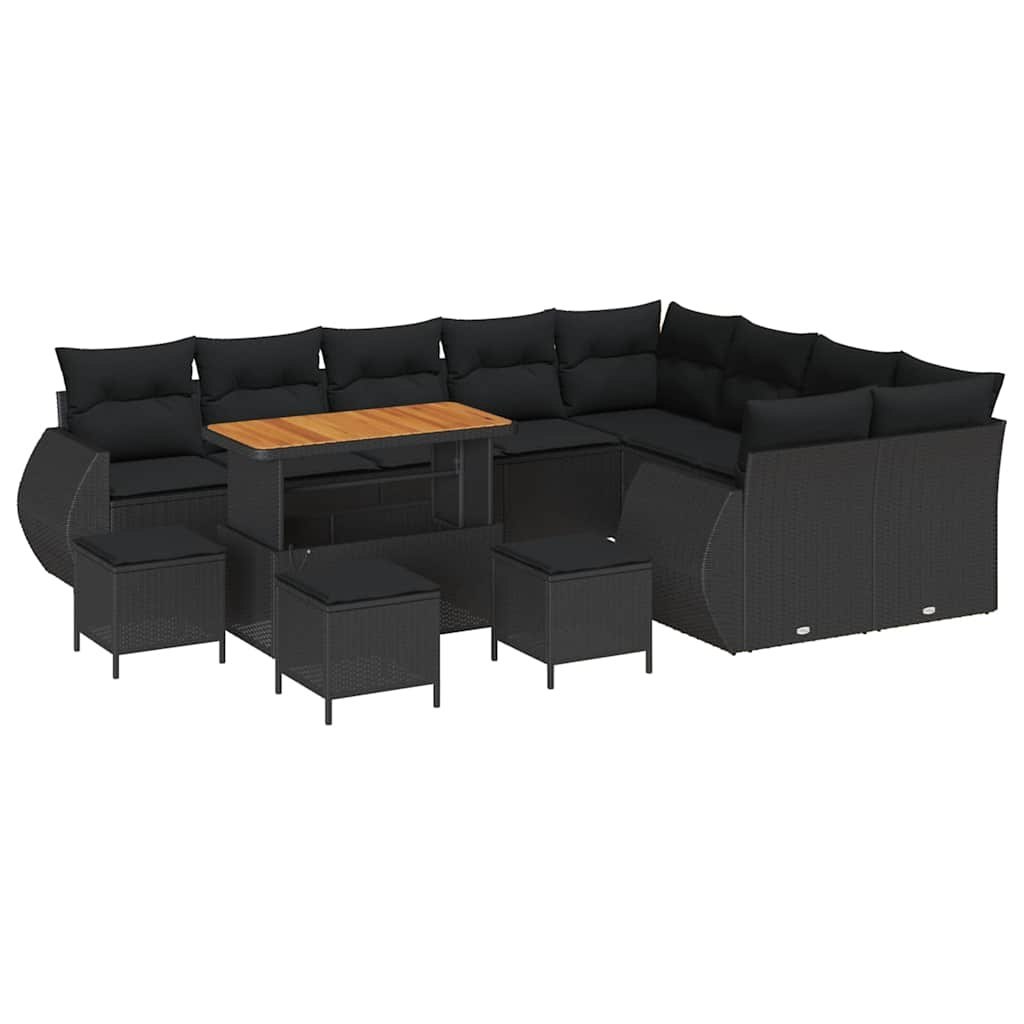 Zestaw Sof na Ogród z poduszką 13 pcs Czarny 110 x 55 x 71 cm Lumarko!