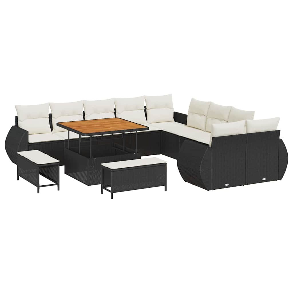 Zestaw Sof na Ogród 13 pcs Czarny i kremowy 100 x 100 x 71 cm Lumarko!