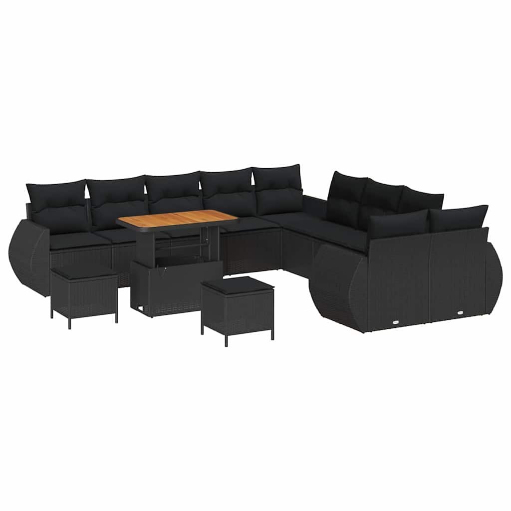 Zestaw Sof na Ogród z poduszką 13 pcs Czarny 90 x 55 x 71 cm Lumarko!