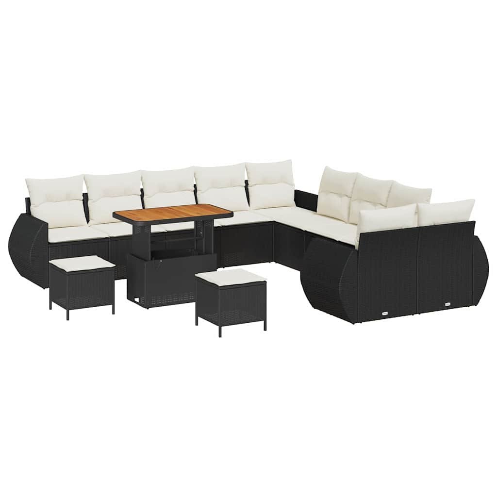 Zestaw Sof na Ogród 13 pcs Czarny i kremowy 90 x 55 x 71 cm Lumarko!