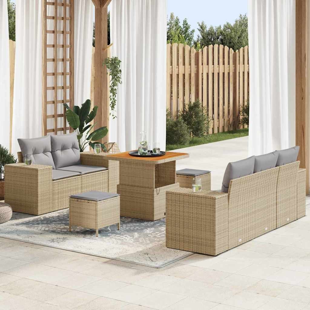 Zestaw Sof na Ogród 8 pcs beżowo-jasnoszary 80 x 80 x 71 cm Lumarko!