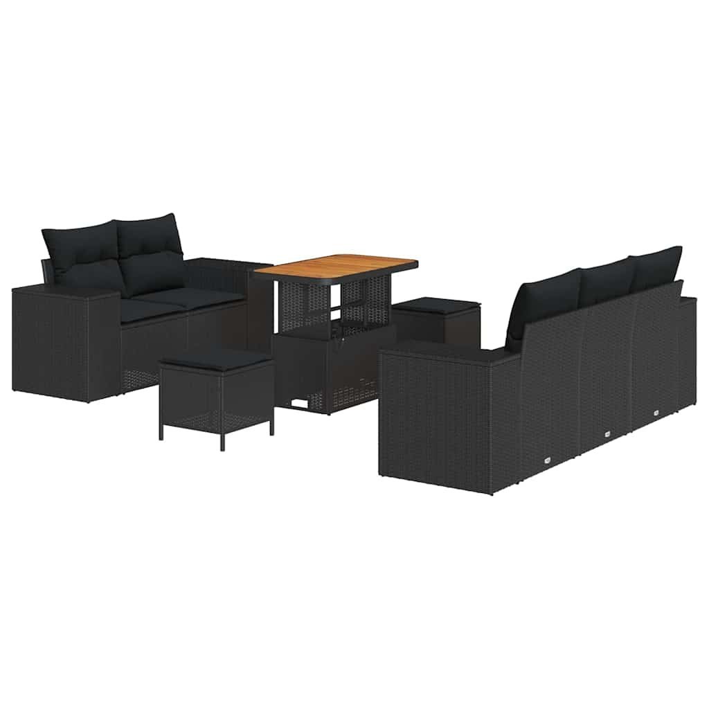 Zestaw Sof na Ogród z poduszką 8 pcs Czarny 90 x 55 x 71 cm Lumarko!