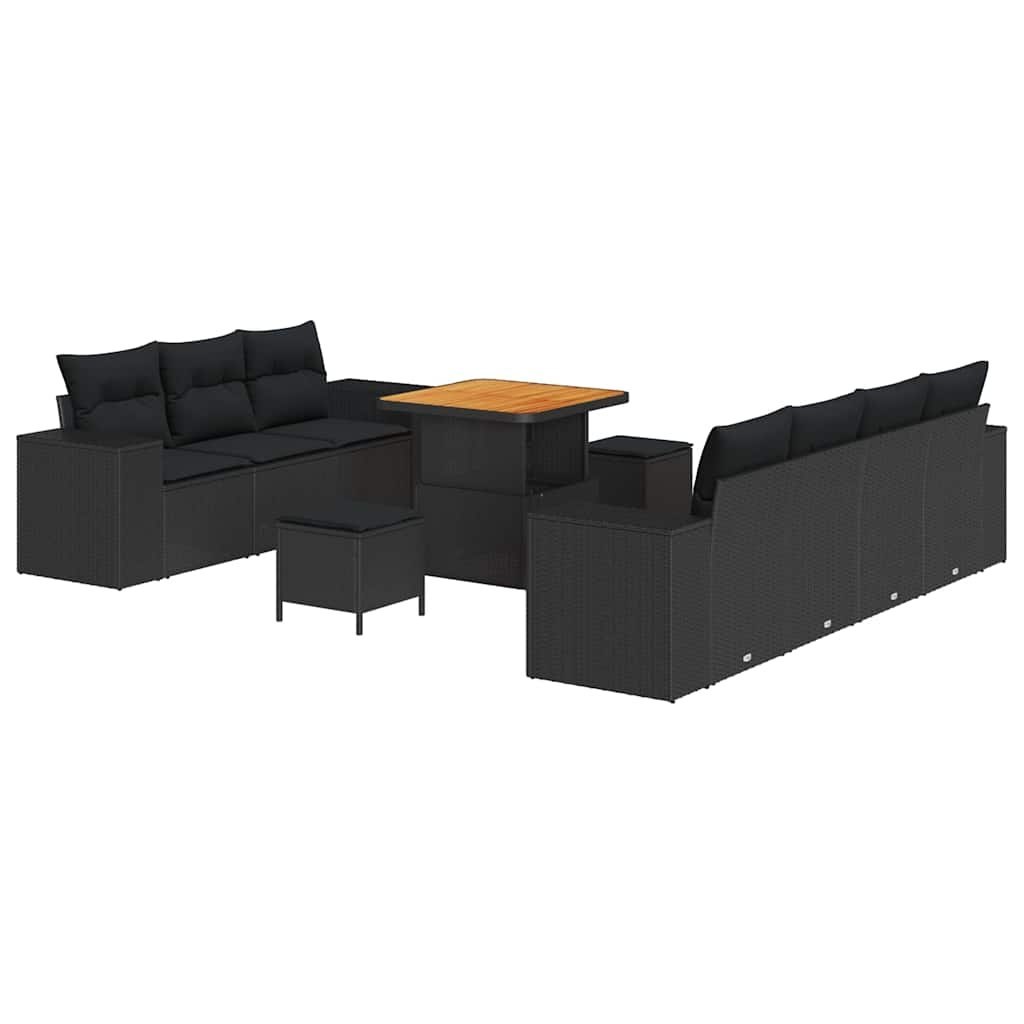 Zestaw Sof na Ogród z poduszką 10 pcs Czarny 80 x 80 x 71 cm Lumarko!