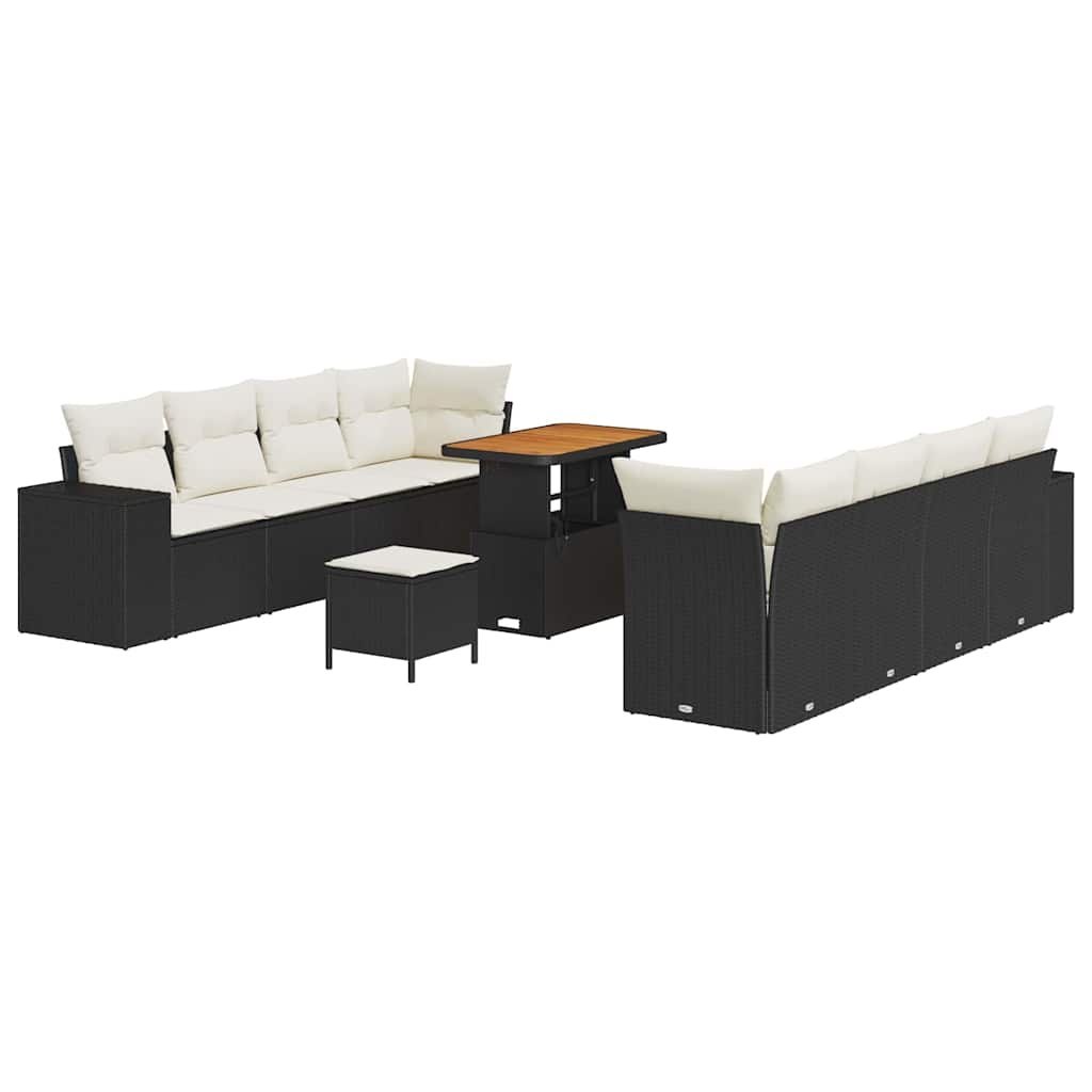 Zestaw Sof na Ogród 11 pcs Czarny, Kremowy 90 x 55 x 71 cm Lumarko!
