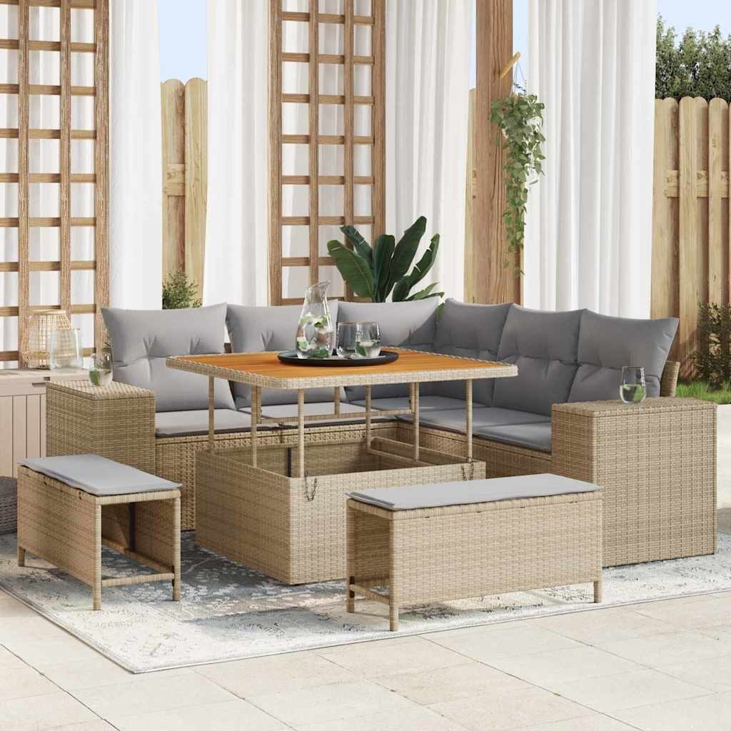 Zestaw Sof na Ogród 8 pcs Beżowy, jasnoszary 100 x 100 x 71 cm Lumarko!